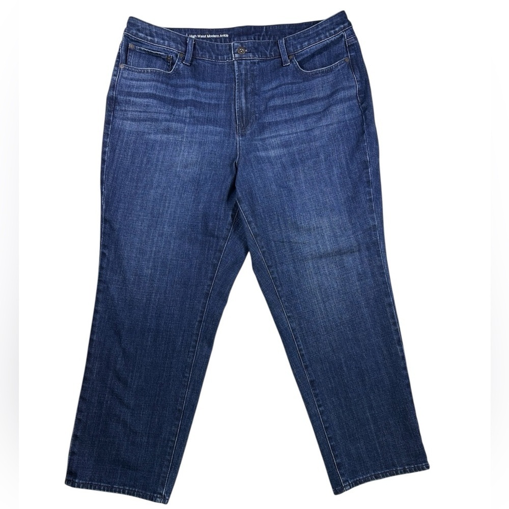 Talbots Dark Wash Flawless High Waisted Modern Ankle Straight Leg Jeans Size 18W - Picture 2 of 7